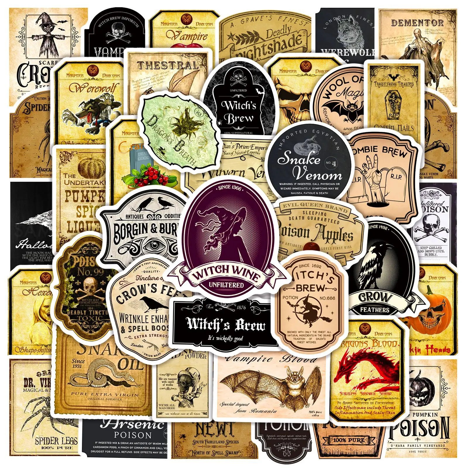 50pcs Gothic Series Stickers, Universal Car Sticker Ideal for Scrapbooks Journals Laptops Water Bottles Cars, Positive Message Gift Based on Belief Design
