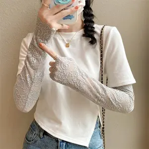 Floral Lace Arm Warmers, Breathable Sun Sleeves for Driving, Summer & Daily Wear Stretchy Lace Arm Sleeves, Fingerless UV Protection Arm Covers for Women Gift