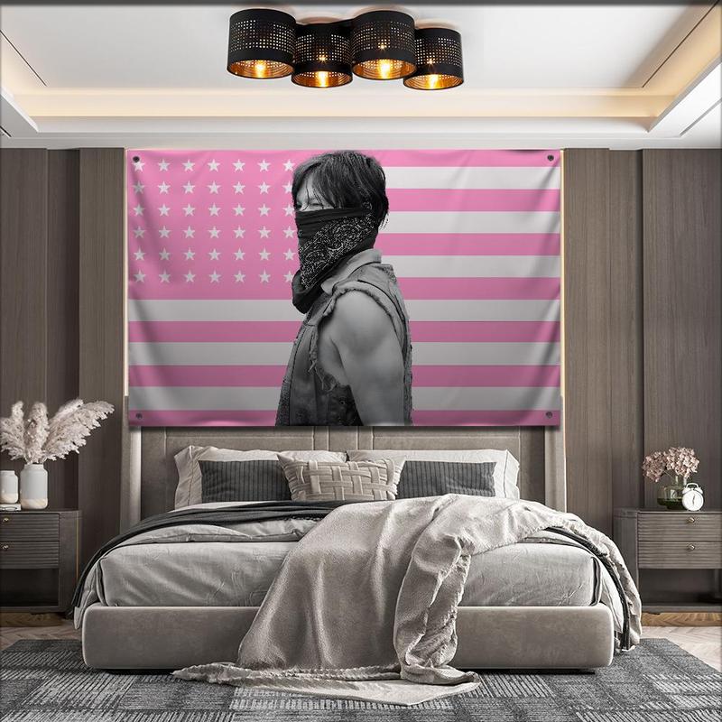American Dead D-Daryl Dixon Flag For Garden Flags Party Living Room Home Balcony Wall Decor Banner Bedroom Tapestry Outdoor Peach skin suede