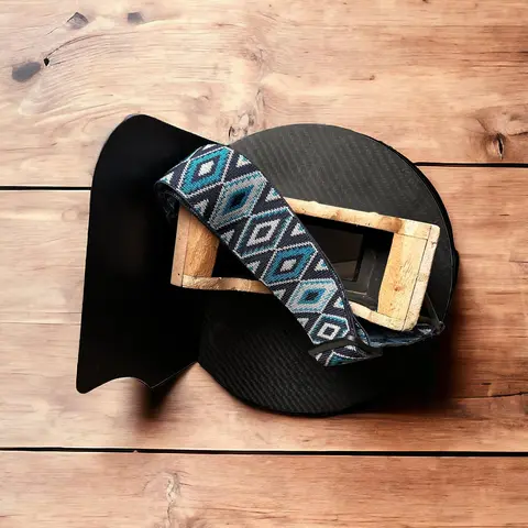 Bohemian Brand Pancake Elastic Band Replacement with Metal Side Clip in Blue Diamond Pattern for Most Pancakes Comfortable Fit