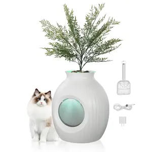 【fathersdaygift】VEVOR Plant Cat Litter Box, Smart Odor Control System, Hidden Cat Litter Box with 9.48 in Large Entrance, Lighting Decoration & Sturdy ABS Material, Fit for Living Room/Corner/Outdoor Pool/Patio