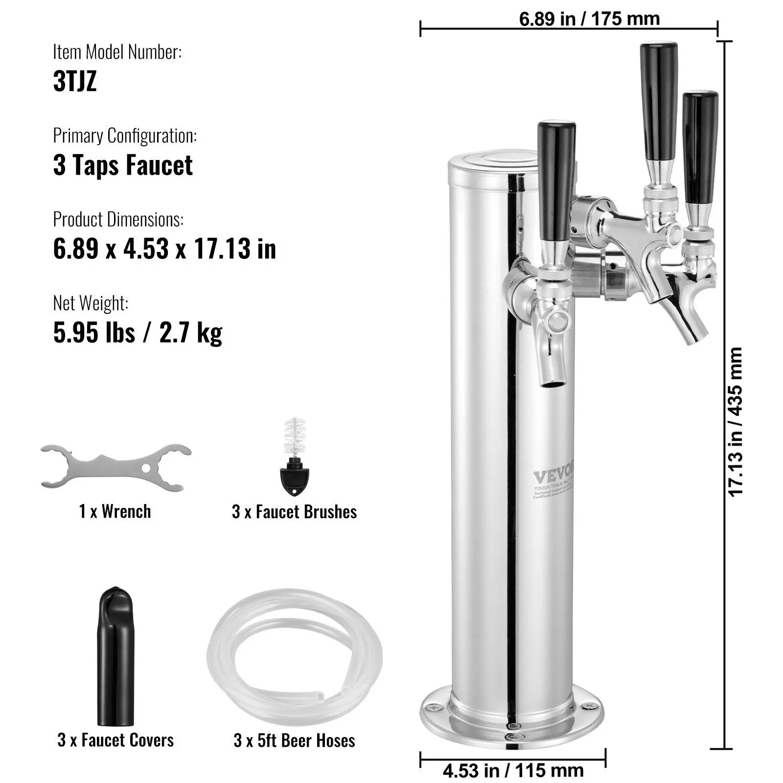 Triple Taps Faucet without Gas Regulator