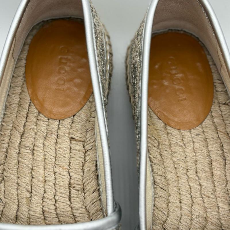 Pre owned Gucci Gucci Lame Nappa GG Monogram Espadrilles size 6 1/2