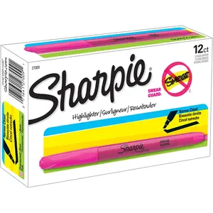 SHARPIE 27009 Pocket Style Highlighters, Chisel Tip, Fluorescent Pink, Box of 12