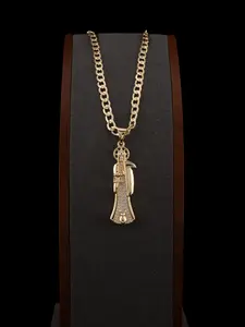 Beautiful Santa Muerte Pendant in Gold Laminate with 24-inch Cuban-style Chain High-quality Finish for Daily Wear or Special Occasions