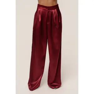 Burgundy Signature Satin Trousers