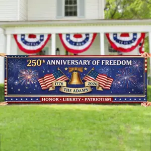 Personalized Patriotic USA 250th Anniversary Yard Banner, Custom Family Name Outdoor Decoration