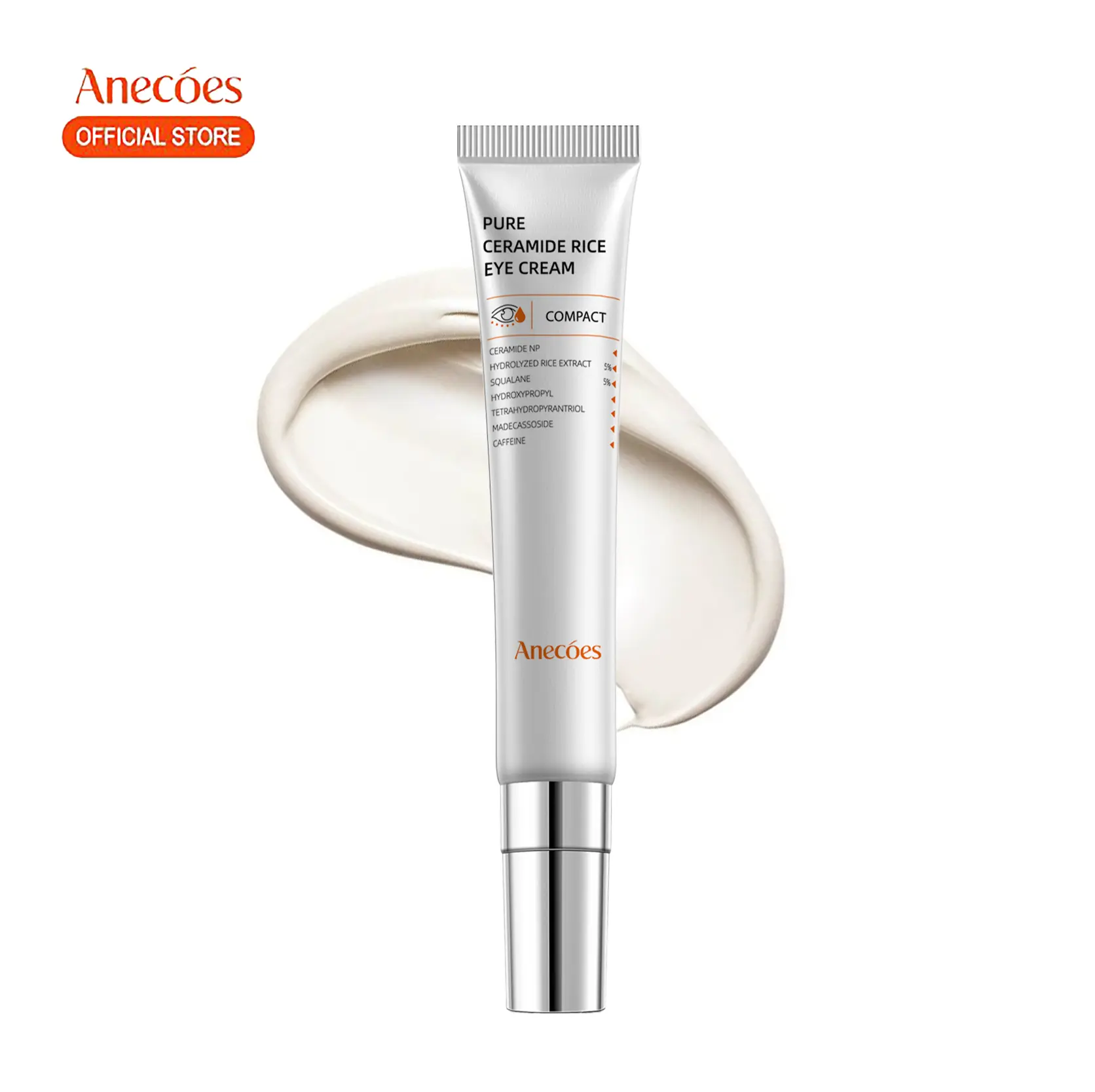 ANECOES Caffeine Reviving Eye Cream - Dark Circles Treatment, Puffiness Relief, Brightening Anti-Aging, Hydrating Fragrance-Free Formula for All Skin Types (0.7 oz), Brightening Cream, Squalane, Ceramides