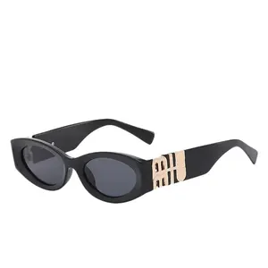 New European and American personalized cross-border trend oval shaped mi letter sunshade sunglasses Instagram popular street photography retro sun