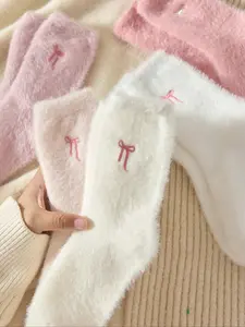 Cold Weather Essential！2-Pack Women’s Warm Plush Socks | Soft Fleece Mid-Calf Design, Comfy & Stylish