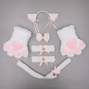 Cute Cat Cosplay Props Set - Cat's Ears Hair Hoop, Cat Paw Gloves, Cat Tail Accessories - Plush Suit for Girlfriend Gifts