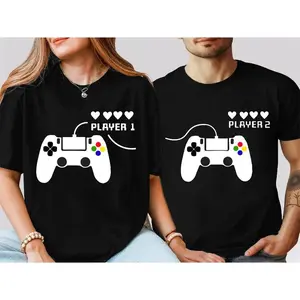 Player 1 Player 2 Shirts, Gamer Matching Tee, Valentines Day Shirt, Couple Matching T-shirt, Gift for Couple, Just Married Shirts, Gamer Tee