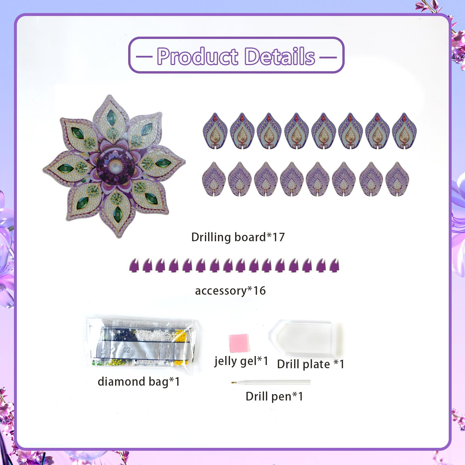 Handmade Diamond Art Painting Lotus Candle Holder Kit ,Candle Tray DIY Kit,Aromatherapy Decor,Romantic Ambience Home Living Room Ornament,Living Room Accent Stress Relief Finds,No Candle Included