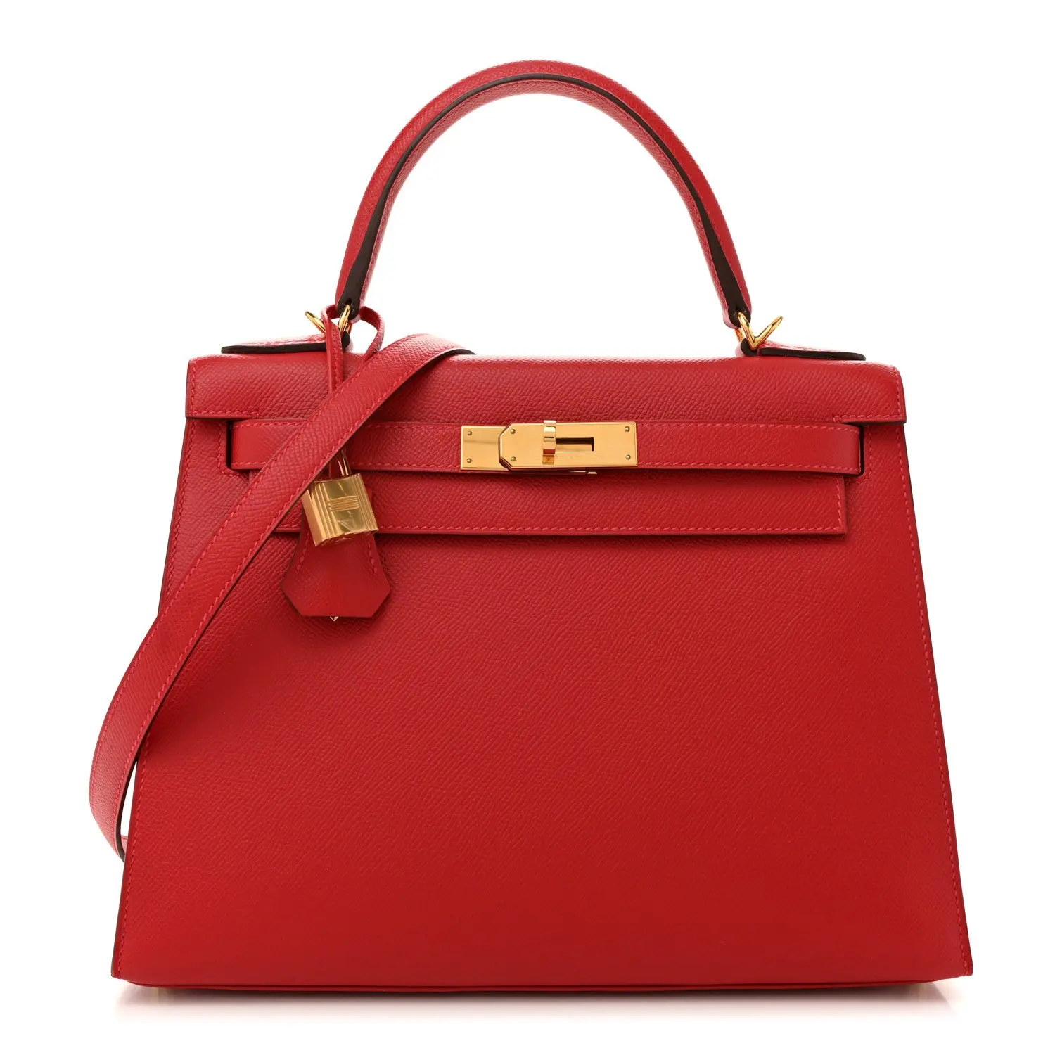 Pre-owned HERMÈS Epsom Leather Shoulder Bags Epsom Kelly Sellier 28 Rouge Casaque