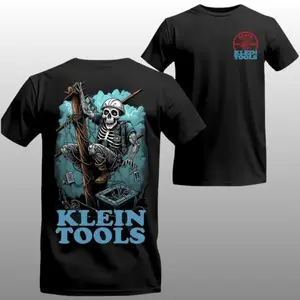 Klein Tools Skeleton Lineman Graphic T-Shirt, 2 Sides, Electrician Line Worker Pride Tee