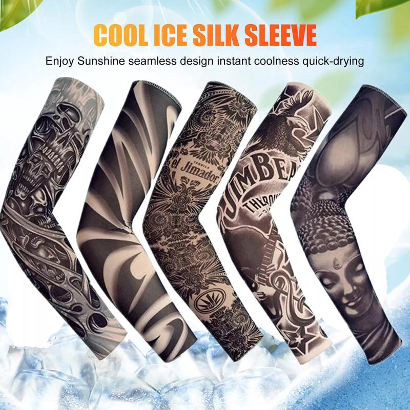 Dazone 10PCS Temporary Tattoo Sleeves, Arts Fake Cooling Tattoo Arm Sleeves for Men Women