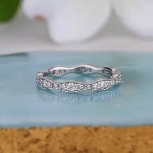 Unique Vintage Milgrain Full Eternity Wedding Bands