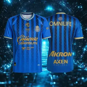 25 26 Chivas de Guadalajara 3rd Away Soccer Jersey Mexico LIGA MX Fans Version Short Sleeve Jersey Quick Dry Football Jersey Blue Quick-Dry