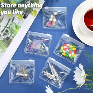 Reusable Small Storage Bags, 5/10/20pcs Jewelry Storage Pouches, Self-Sealing Ear Studs Organizer, Travel Accessories, Multipurpose Storage