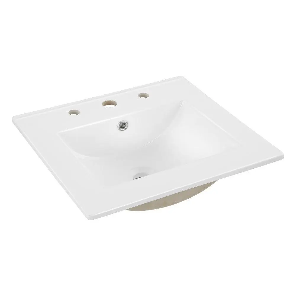 JONATHAN Y Ancillary 3-Hole Classic Contemporary Rectangular Ceramic Single Sink Basin Vanity Top