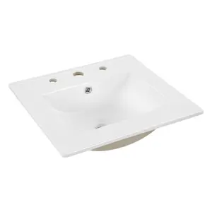 JONATHAN Y Ancillary 3-Hole Classic Contemporary Rectangular Ceramic Single Sink Basin Vanity Top