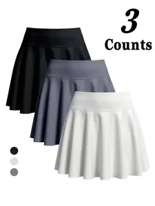 Women's Tennis Skirt with Safety Pants Pocket, Sports Skorts, Quick-Dry Sweat Absorbent, Indoor Yoga Fitness, Multi-Color, All Seasons