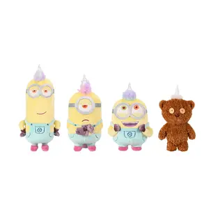 Minions Unicorn Series Tim Bear Plush Keychain – Soft Stuffed Tim Plushie Pendant with Horn & Rainbow Details, Cute Backpack Charm for Kids & Collectors