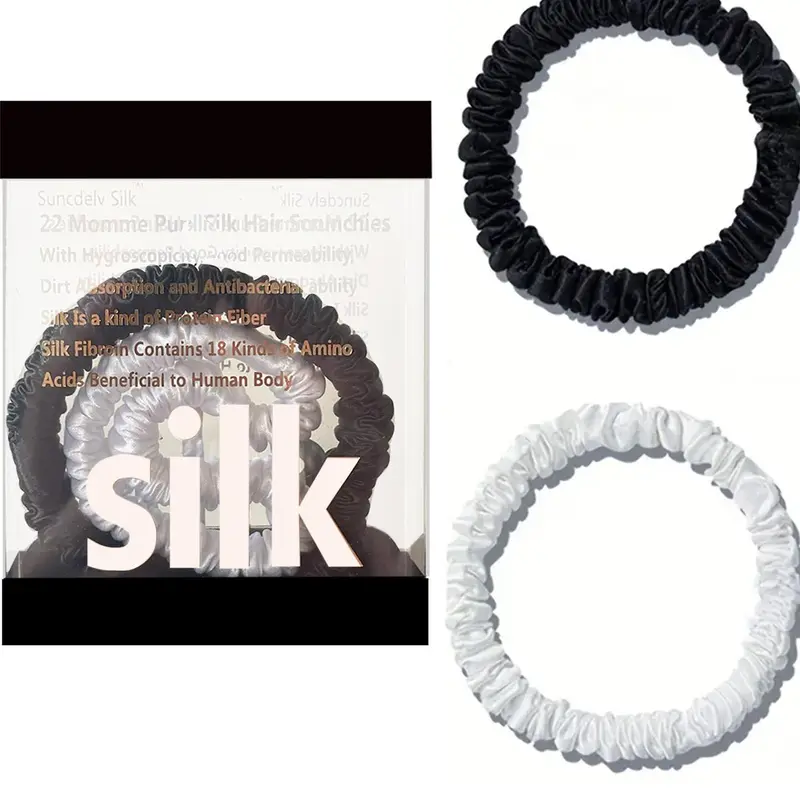 Solid Color Silk Hair Scrunchies, Soft Stretchy Scrunchie, High Stretch Hair Ties, Hair Accessories for Women & Girls, Minimalist Headwear Suitable for Thick Hair