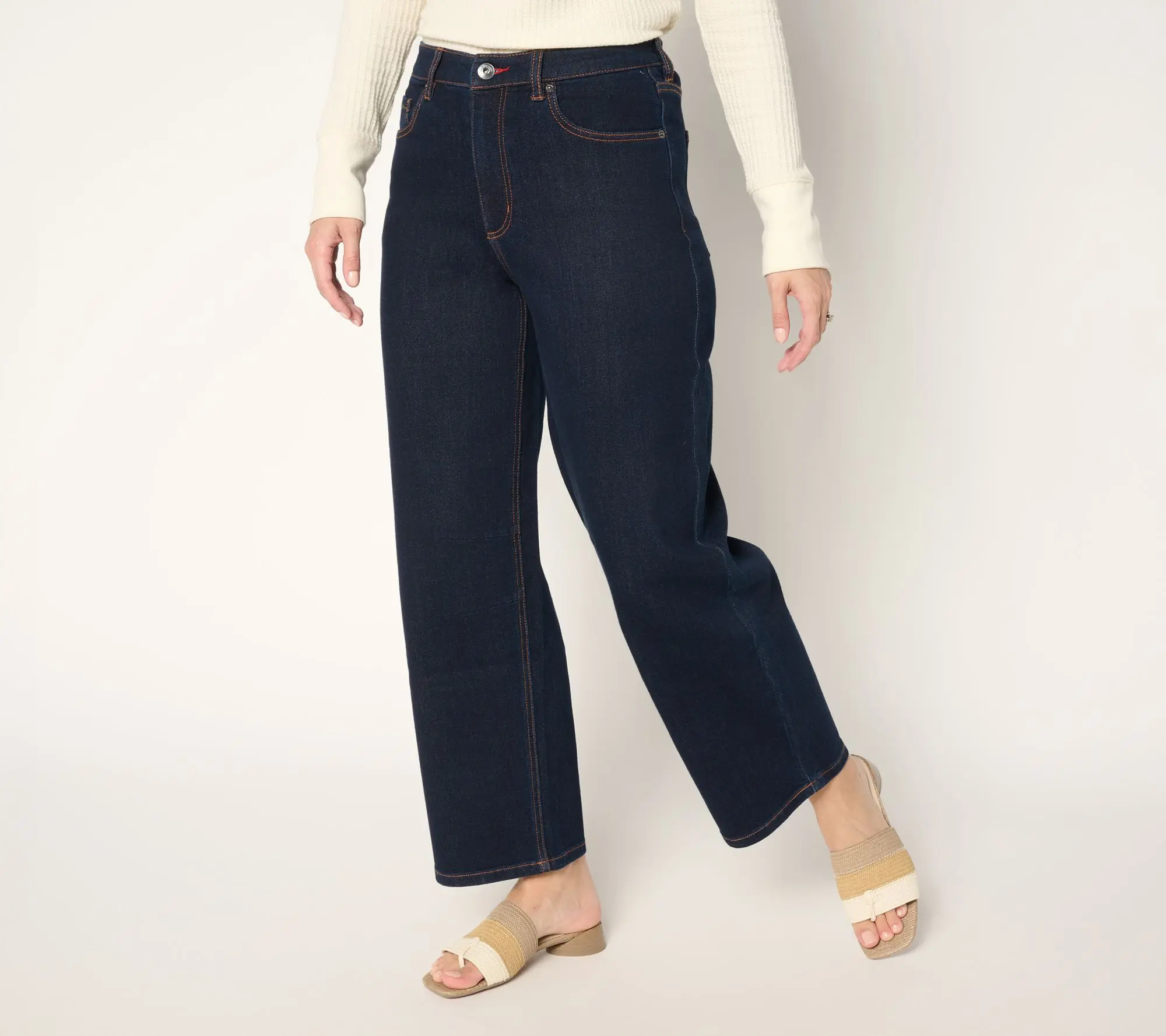 Peace Love World Petite Barrel Leg Denim Jeans - Indigo