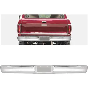 Rear Bumper Face Bar Chrome Compatible with 1973-1979 Ford F100 / F150 / F250 Styleside Bed / 1978-1979 Ford Bronco Silvery Bumper Steel