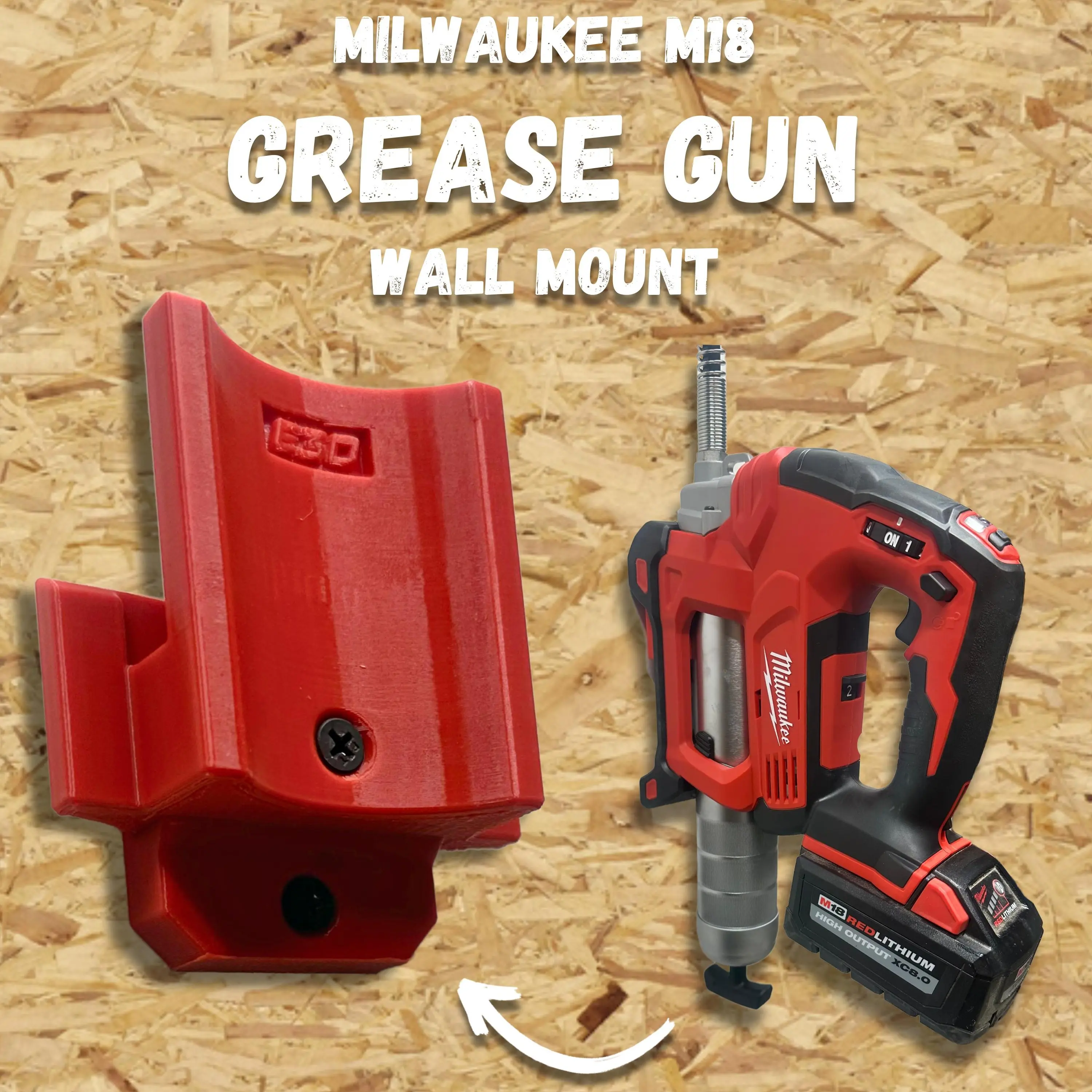 Wall Mount Hanger for Milwaukee M18 Grease Gun (for Model #2646-20)