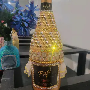 Golden Bedazzled Wine Bottle