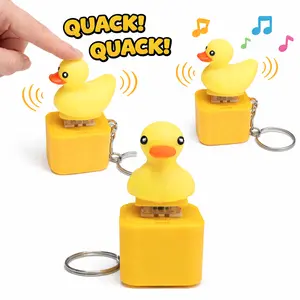 Quack Sound Duck Keychain, Funny Interactive Yellow Duck Fidget Toy, Stress Relief Keychain, Novelty Gift For Kids Adults