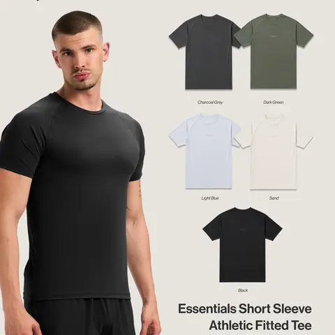 Haus | Essentials Breathable Short Sleeve Athletic Fitted Tee | All-Day Performance