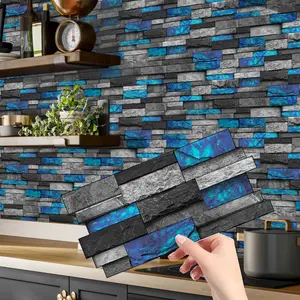 Marble-Style Wall Tiles (12pcs/24pcs/48pcs), Easy Clean Kitchen & Bathroom Decor, Self-Stick Mosaic Design, Marble Tile Stickers, 24.6cm X 12cm