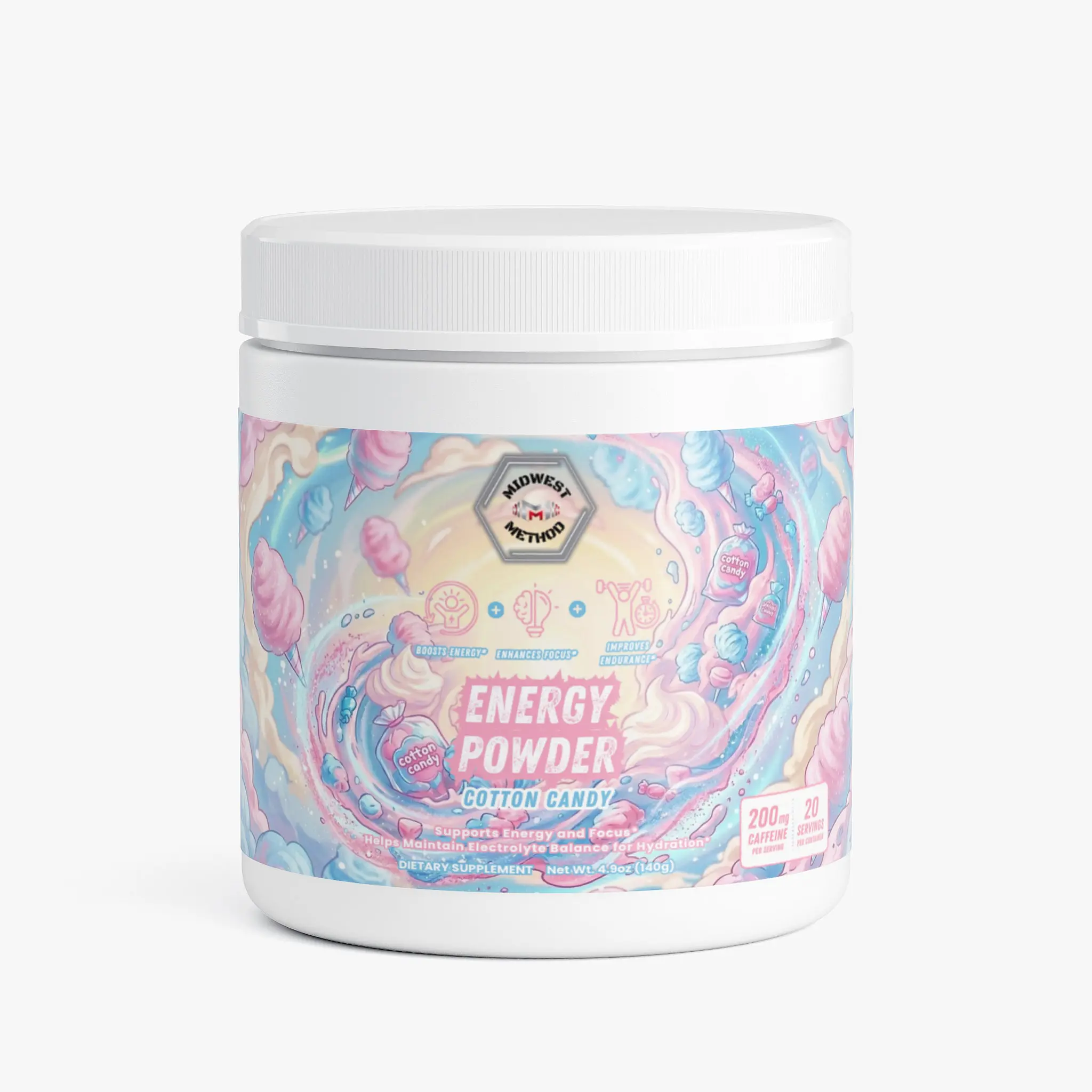 Midwest Method Energy Powder - Cotton Candy | 200mg Caffeine | 20 Servings