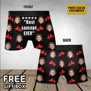 Personalized boxers For Husband/Boyfriend, Popular Anniversary/Birthday/Wedding/Valentine Gift, Best Sausage Ever, Men's boxer 2024 Spandex Underwear Customized Polyester boxers ethika boxers psd girls