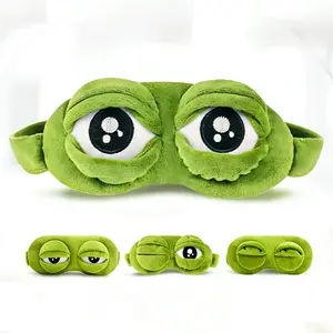 Funny Pepe Frog 3D Transformable Eye Mask, Soft Light Blocking Sleep Mask For Travel Office Nap Daily Sleeping, Adjustable Cute Cartoon Plush Eye Cover