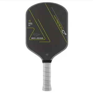 Ben Johns Superior C2 T700 Tractor Racket - Carbon Fiber, Cold Pressed, Textured Surface, 16mm Polymer Core For Enhanced Power, Rotation And Control - Black And Yellow Design, Sport Tractor | Stylish Black And Yellow | Rubber Grip