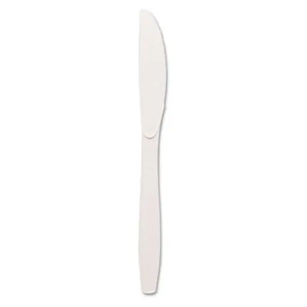 Dixie Plastic Tableware- Heavy Mediumweight Knives- White- 1000/Carton
