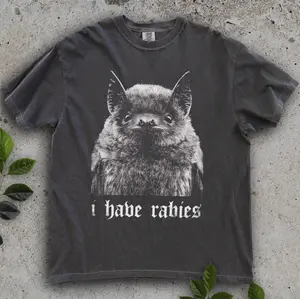 I Have Rabies T-Shirt, Funny Bat Meme Tee, Comfort Colors Grunge Y2k Gift, Unisex Fit Design, Gift for Men and Women