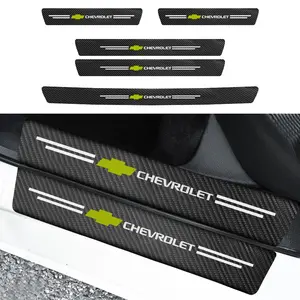 1/4/5/8/9pcs Carbon Fiber Car Door Sill Protector Stickers For Chevrolet Captiva Cruze Spark Colorado Malibu Trax Z71 Aveo Orlando Lacetti Equinox Camaro Cavalier Epica Impala Tracker Nubira