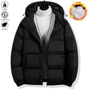 Men's Plain Pocket Zip Up Thick Warm HoodedPuffer Coat, Regular Fit Long Sleeve PaddedWinter Coat,Menswear, Cold Weather GearMens Clothing, Jackets for Men, Jackets,Men's Clothing