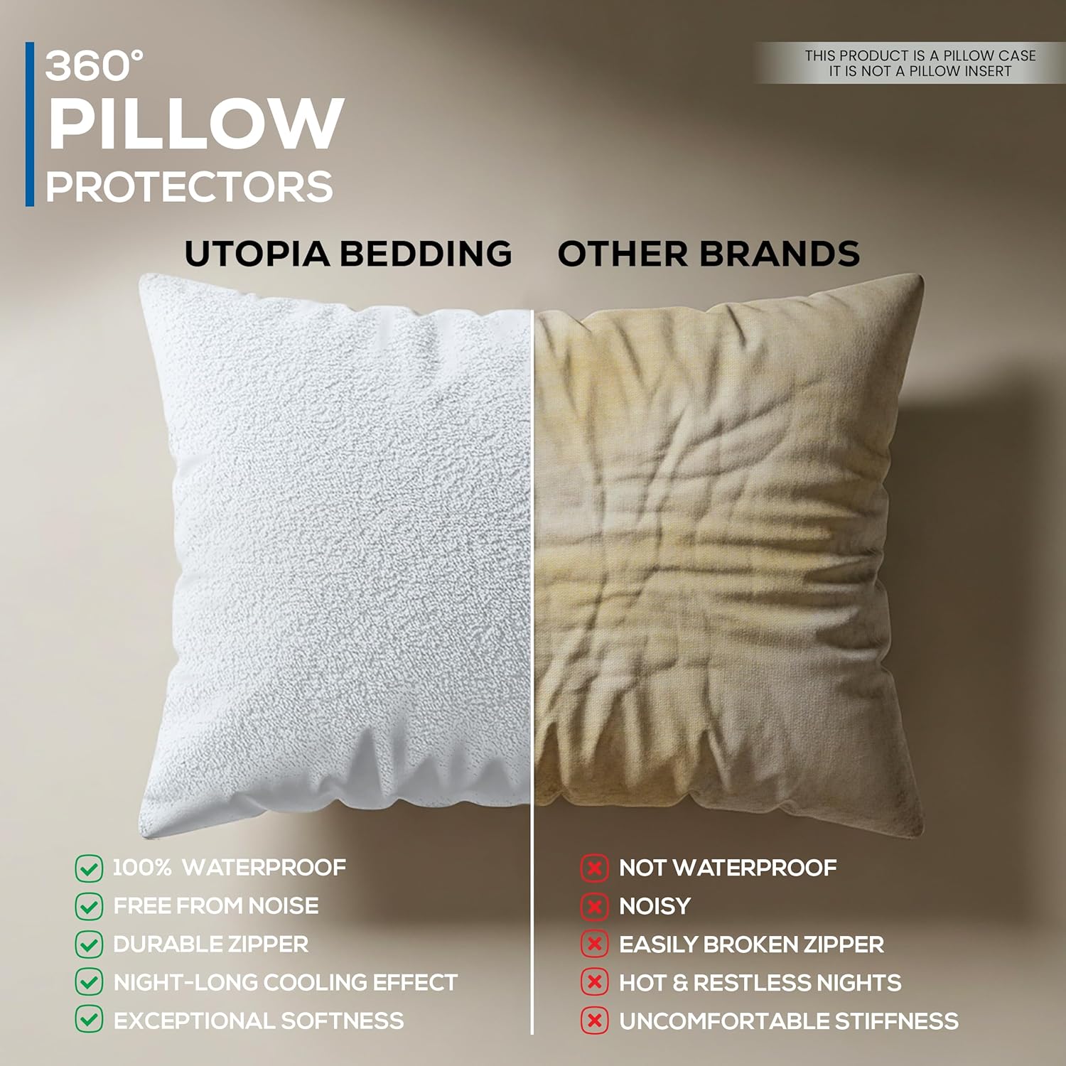 Utopia Bedding Set of 2 & 4 Waterproof Pillow Protectors with Zipper, Terry Pillow Covers, Bed Bug and Dust Mite Proof Pillow Cases