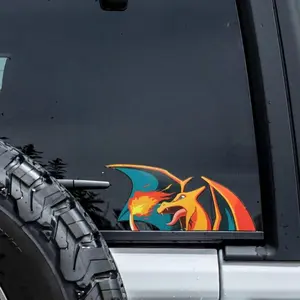 Charizard Vinyl Sticker, Poke Car Decal - Cute Waterproof Poke Vinyl Stickers, Decal for Laptop, Water Bottle, Car, Gamer Gift