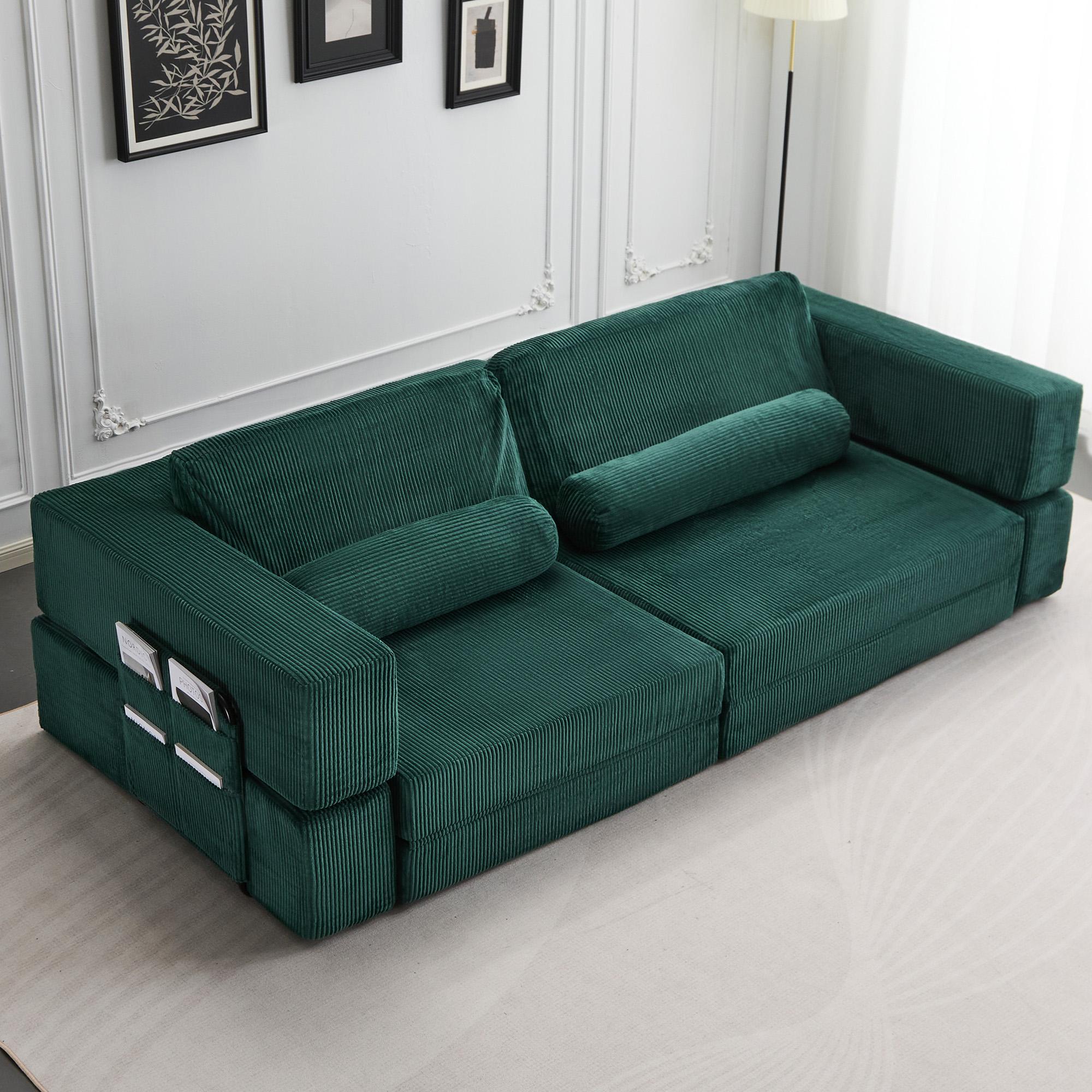 QAK 107'' Oversized Foldable Castle Sofa Modular PlayCouch for Living Room & Bedroom Instant Expansion Comfortable & Creative Design Furniture Seater