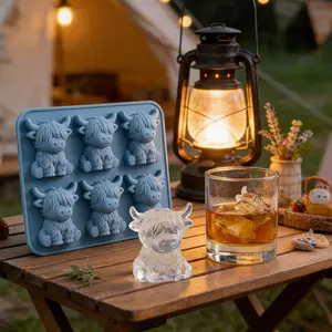 3D Highland Cow Silicone Ice Cube Mold - Aesthetic Animal Shaped Ice Tray for Whiskey, Cocktails & Coffee - Cute Reusable Food Grade DIY Chocolate Mold for Home Bar & Parties