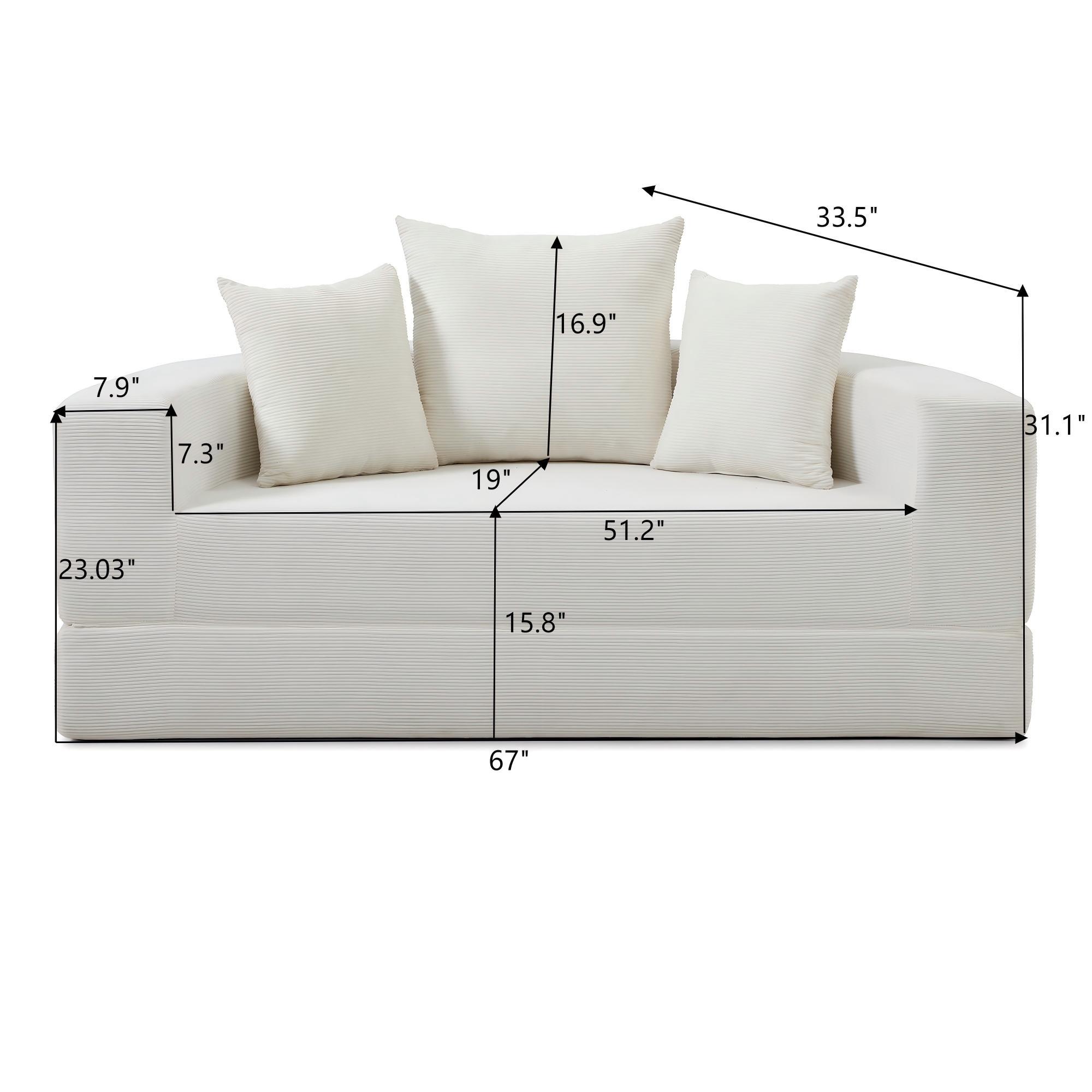 Convertible sofa couch bed,multi-functional,circular bed,adjustable Futon sofa ,No Assembly compressed corduroy floor lounge sofa for Apartment office bedroom living room