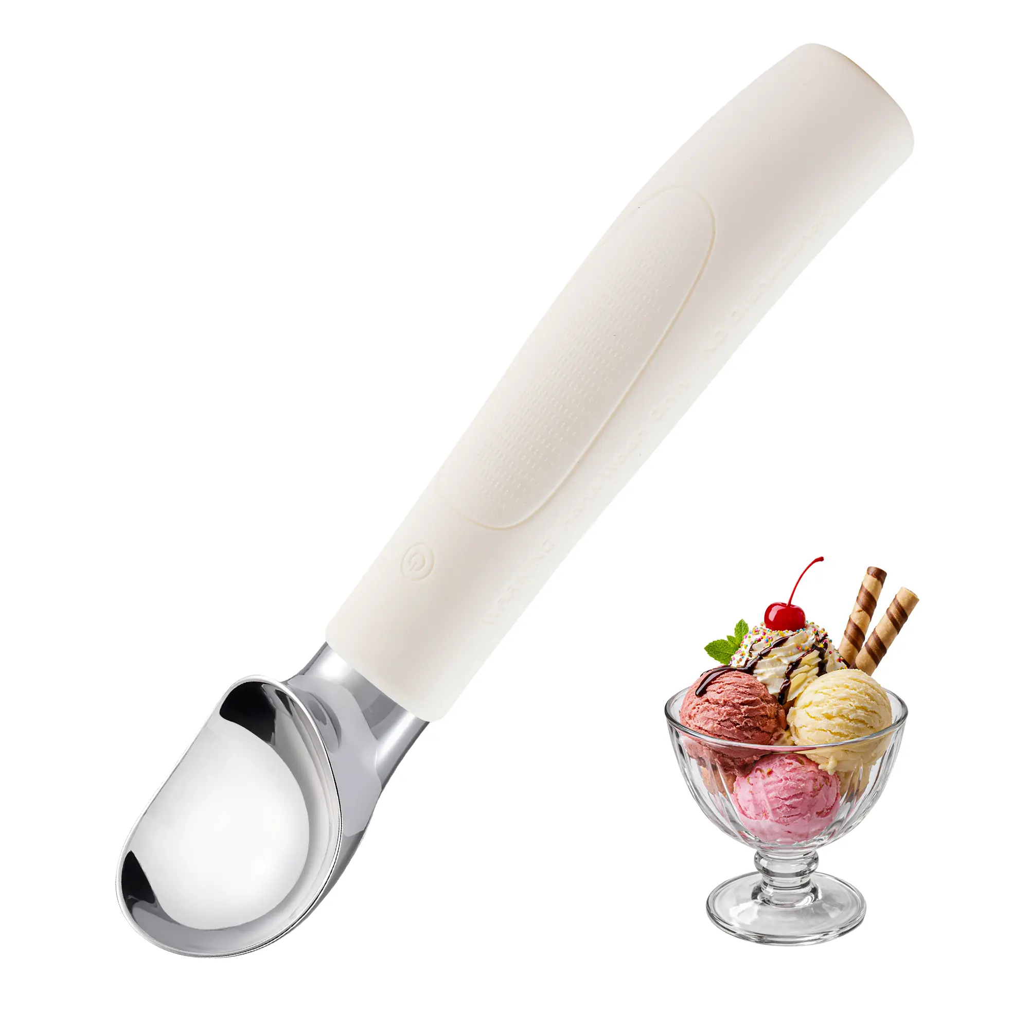Electric Heated Ice Cream Scoop for Hard Ice Cream, Rechargeable Ice Cream Scooper with LED Display, 2600mAh Battery, IP67 Waterproof, Ergonomic Grip Handle, USB Charging, Perfect Summer Kitchen Gadget Gift for Family and Friends