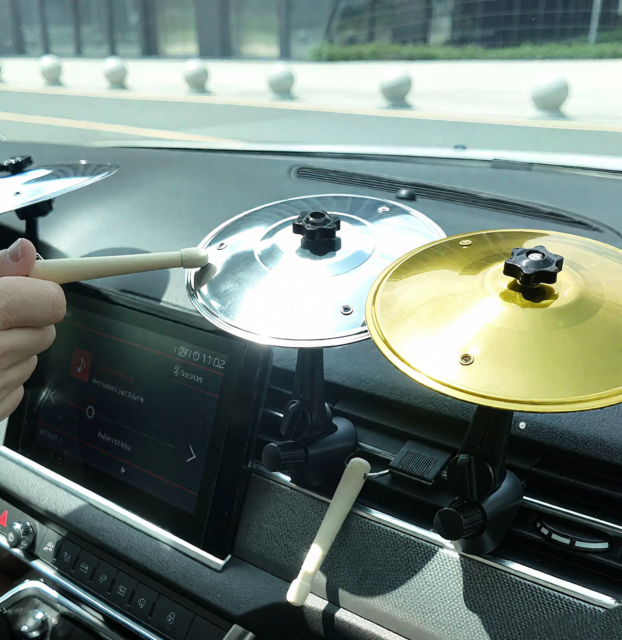 2 Pack Car Cymbal Air Vent Mounted,  Mini Drum Crash Cymbal for Endless Rhythmic Fun on the Road Music Lover Gift summerwins